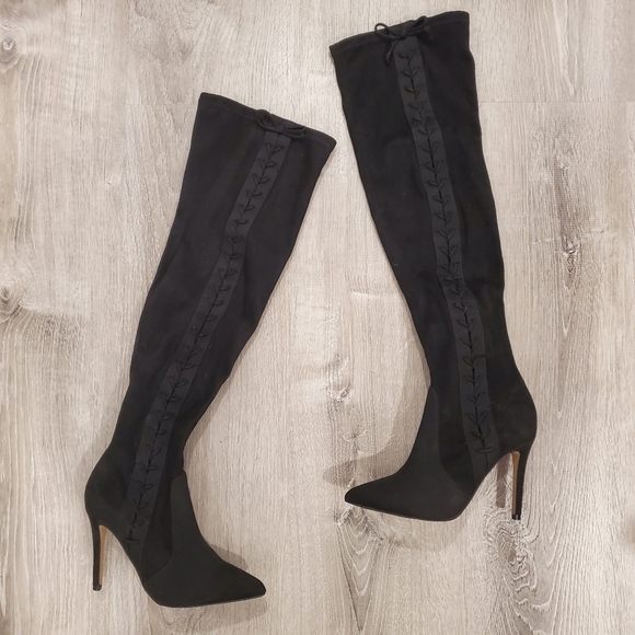 NEW Call it Spring Black Over The Knee Boots - Picture 1 of 7